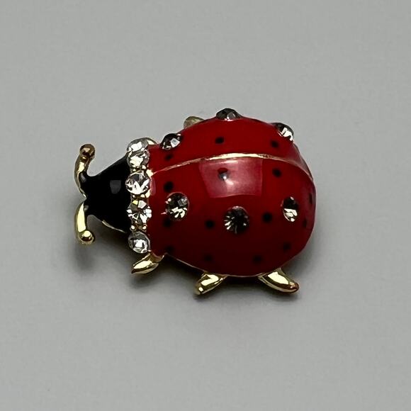Ladybug Pin with Rhinstones - Picture 3 of 6